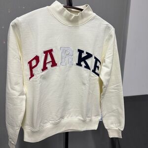 Parker Cream Logo Pullover Mockneck Sweatshirt
